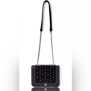 Pre Owned Zara Black Quilted Crossbody Bag With Stud Details